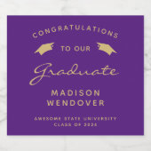 2024 Paarse gouden Script Pet Afstuderen Sparkling Wijnetiket (Enkel label)