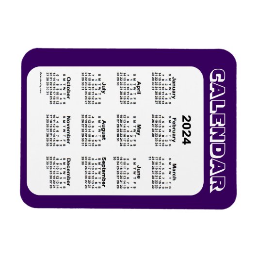 2024 Paarse kalender van Janz 3x4 Magnet Magneet (Horizontaal)