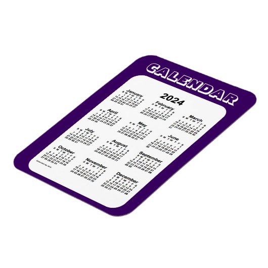 2024 Paarse kalender van Janz 3x4 Magnet Magneet (Linkerzijde)
