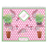 2024 Palm Pink Flamingo Flamingos Terra Cotta Kalender (Hoes)
