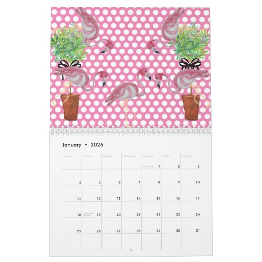 2024 Palm Pink Flamingo Flamingos Terra Cotta Kalender (Jan 2026)