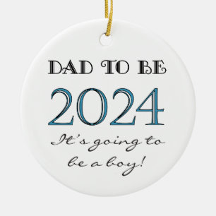 2024 Papa wordt van Boy New Dad Keramisch Ornament