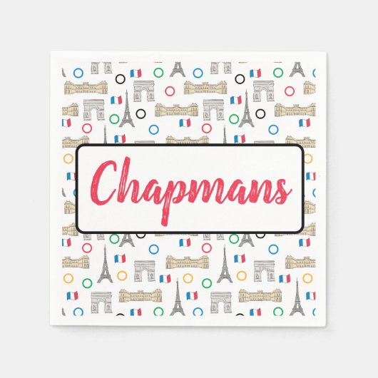 2024 Parijs Frankrijk Spelen Zomer Gepersonaliseer Servet (Voorkant)