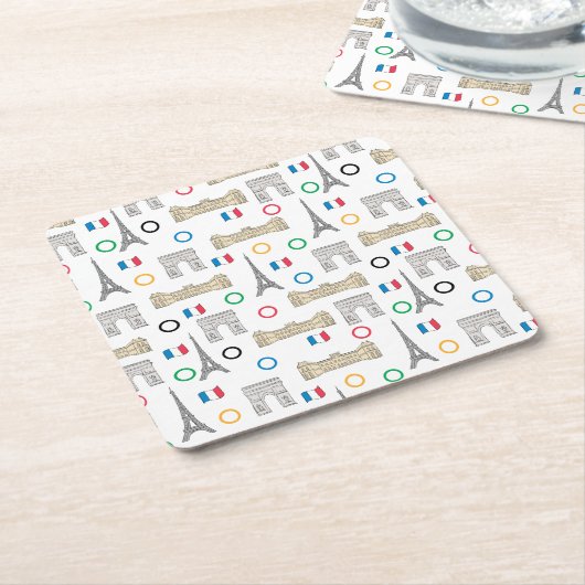 2024 Parijs Frankrijk Spelen Zomer Kartonnen Onderzetters (Schuin)