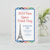 2024 Parijse Spelen Zomer Watch Party Ringen Kaart (Staand voorkant)
