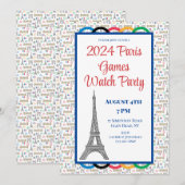 2024 Parijse Spelen Zomer Watch Party Ringen Kaart (Voorkant / Achterkant)
