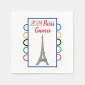 2024 Parijse Spelen Zomer Watch Party Ringen Servet (Voorkant)