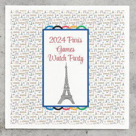 2024 Parijse Spelen Zomer Watch Party Ringen Servet