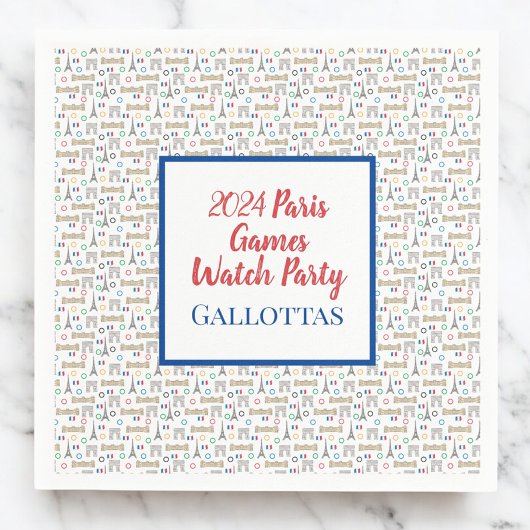 2024 Paris Games Zomer Watch Party gepersonaliseer Servet