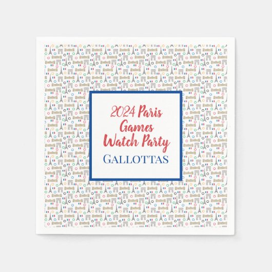 2024 Paris Games Zomer Watch Party gepersonaliseer Servet (Voorkant)