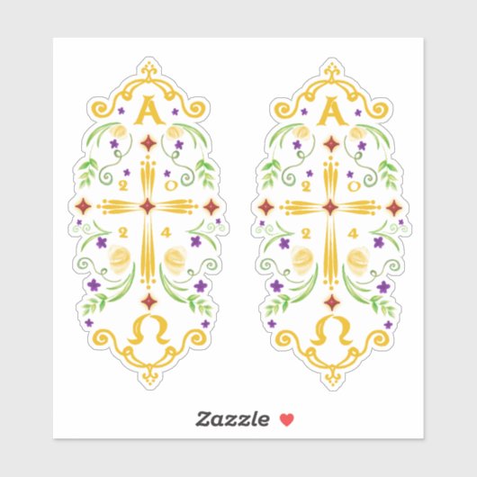 2024 Paschal Candle Purple Flowers Sticker (Vel)