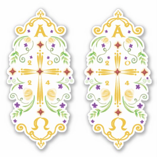 2024 Paschal Candle Purple Flowers Sticker (Voorkant)