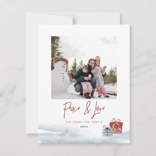2024 Peace & Love rood blauw Gift Vakantie Kaart (Voorkant)