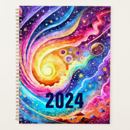 2024 PLANNER KLEURRIJK ABSTRACT STERRENSTELSEL ONT