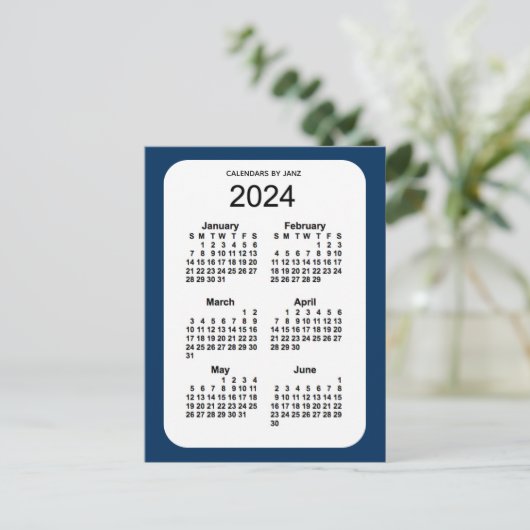 2024 Politiedoos blauw 6 maanden Mini Kalender doo Briefkaart (Staand voorkant)