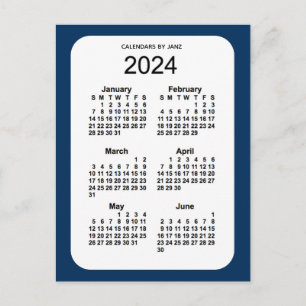 2024 Politiedoos blauw 6 maanden Mini Kalender doo Briefkaart
