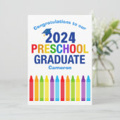 2024 Preschool Afstuderen Aangepast Schattige Afst Kaart (Staand voorkant)