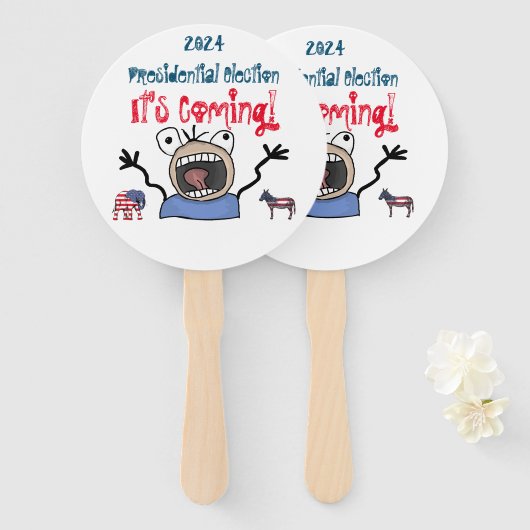 2024 Presidentiële verkiezingen, het komt eraan! Handwaaier (Voorkant en achterkant)