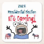 2024 Presidentiële verkiezingen, het komt eraan! Kartonnen Onderzetters (Voorkant)