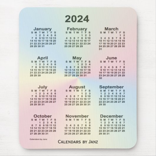 2024 Rainbow Cloud Calendar van Janz Muismat (Voorkant)