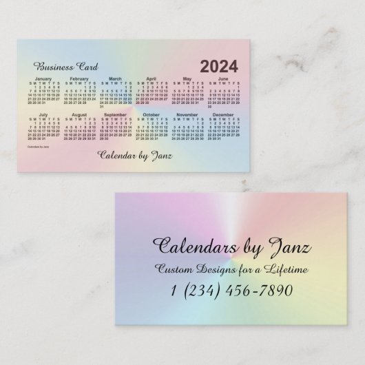 2024 Rainbow Cloud Calendar van Janz Visitekaartje (Voorkant / Achterkant)
