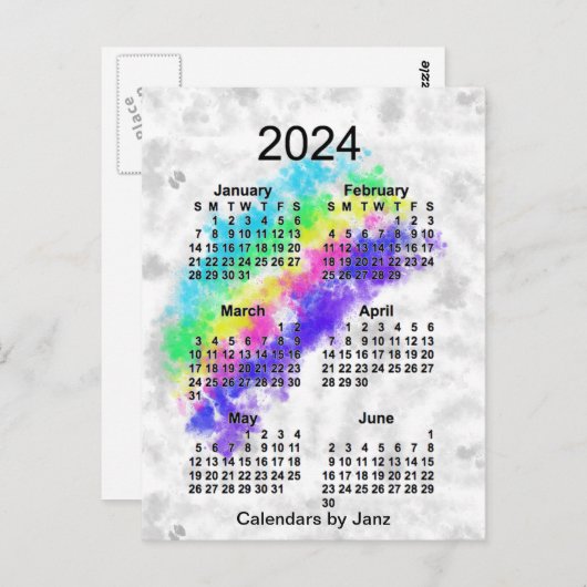 2024 Rainbows Einde 6 maanden Mini Calendar door J Briefkaart (Voorkant / Achterkant)