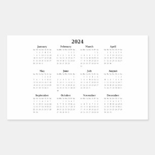 2024 Rechthoekige maandkalender Rechthoekige Sticker