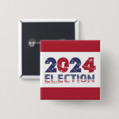 2024 Red Election Vierkante Button 5,1 Cm (Voorkant /achterkant)