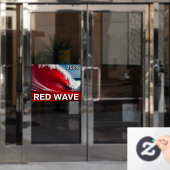 2024 RED WAVE - Opvallende tsunami oceaangolf Raamsticker (Kantoordeur)