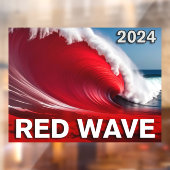 2024 RED WAVE - Opvallende tsunami oceaangolf Raamsticker (Vel 2)