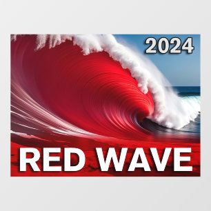 2024 RED WAVE - Opvallende tsunami oceaangolf Raamsticker