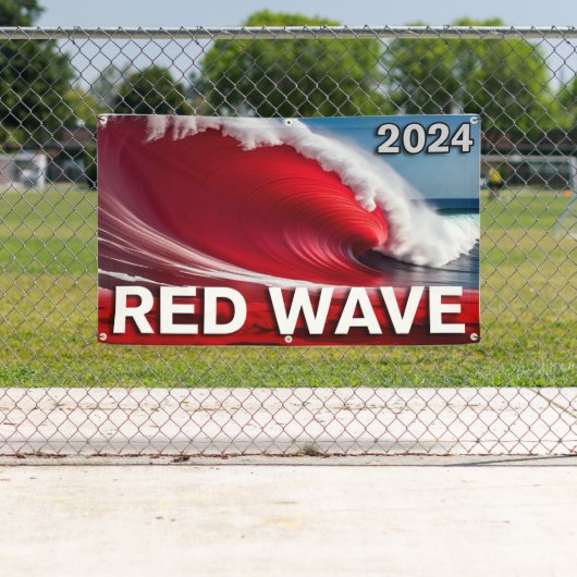 2024 RED WAVE - Opvallende tsunami oceaangolf Spandoek (Insitu)