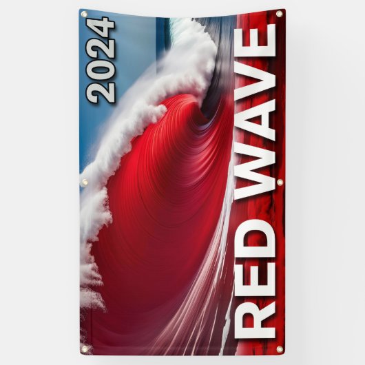 2024 RED WAVE - Opvallende tsunami oceaangolf Spandoek (Verticaal)