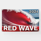 2024 RED WAVE - Opvallende tsunami oceaangolf Spandoek (Horizontaal)