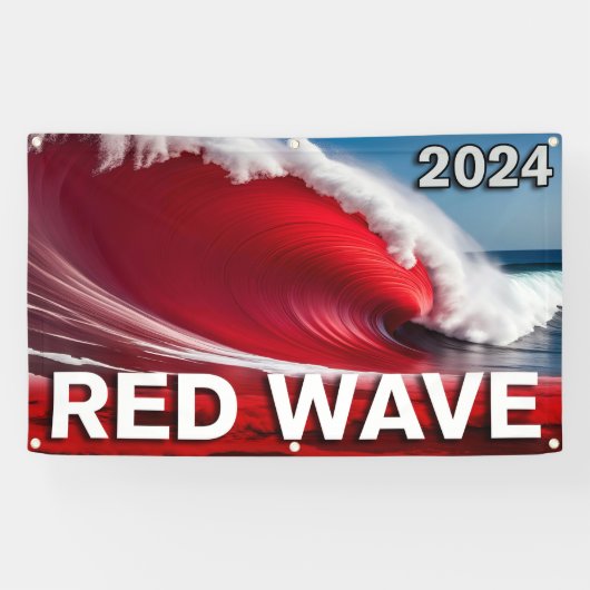 2024 RED WAVE - Opvallende tsunami oceaangolf Spandoek (Horizontaal)
