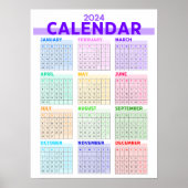 2024 Regenboog Kleurrijke Volle Jaar Maandelijkse  Poster (Voorkant)