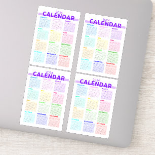 2024 Regenboog Kleurrijke Volle Jaar Maandelijkse  Sticker