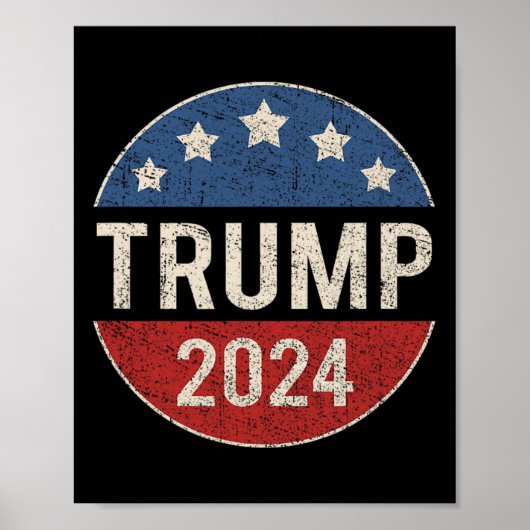 2024 Retro Campaign Button Re Verkozen President T Poster (Voorkant)