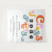 2024 Retro Custom Graduation Party Witte Achtergro Wandkleed (Voorkant (horizontaal))