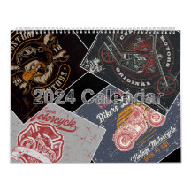 2024 Retro Grunge Motorfiets Kalender