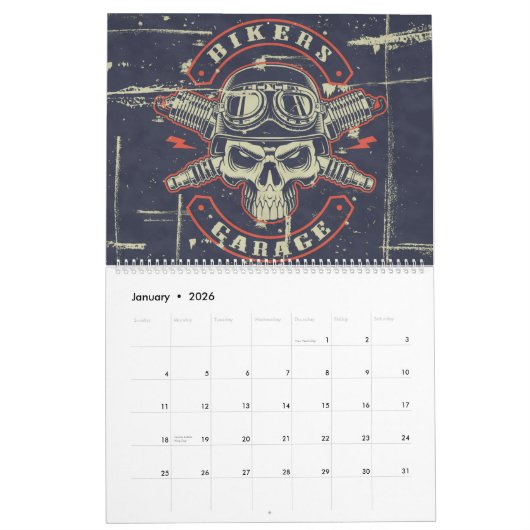 2024 Retro Grunge Motorfiets Kalender (Jan 2026)