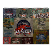 2024 Retro Grunge Stijl Hot Rod Kalender