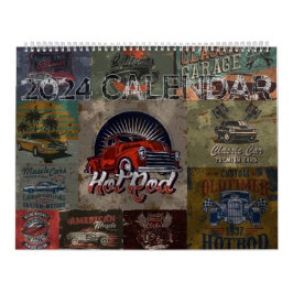 2024 Retro Grunge Stijl Hot Rod Kalender