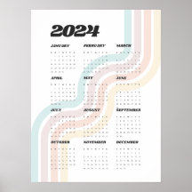 2024 Retro Wandkalender - 18 "x24"