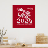 2024 Rode Chinese Zodiac Jaar van de Draak Poster (Keuken)