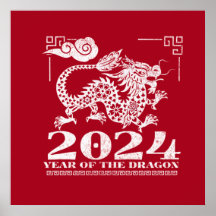2024 Rode Chinese Zodiac Jaar van de Draak
