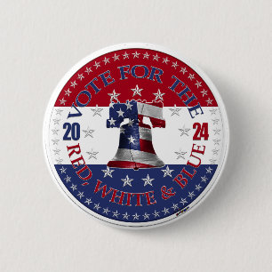 2024 Rode en Blauwe Stem voor de Rode Witte Blauwe Ronde Button 5,7 Cm