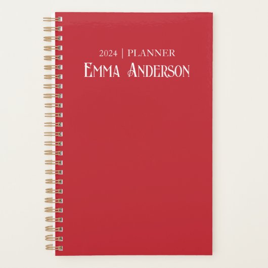 2024 Rode Naam Wekelijkse Maandelijkse Planner (Voorkant)