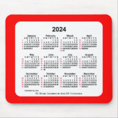 2024 Rood 52 weken ISO Agenda van Janz Two Tone Muismat (Voorkant)