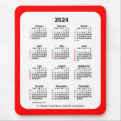 2024 Rood 52 weken ISO Agenda van Janz Two Tone Muismat (Voorkant)